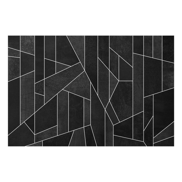 Glass splashback abstract Black And White Geometric Watercolor