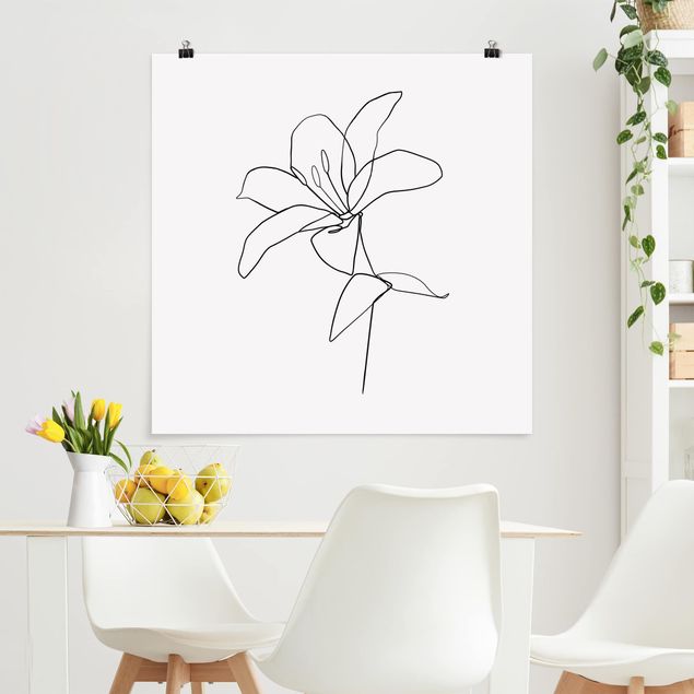 Canvas art Line Art Flower Black White
