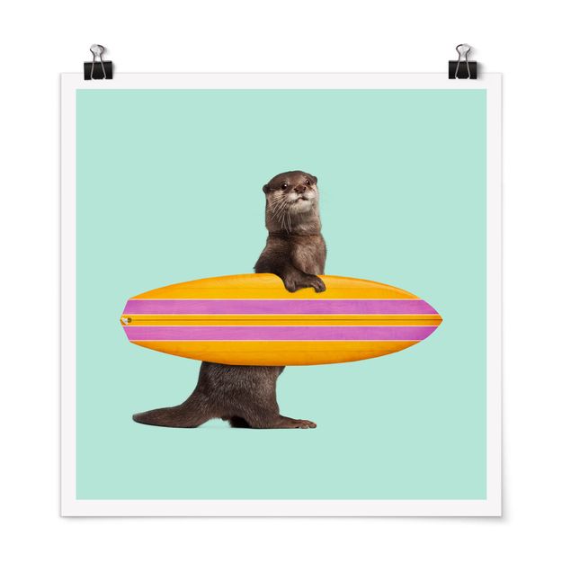 Landscape canvas prints Otter With Surfboard