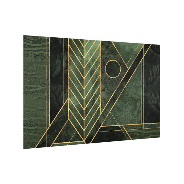 Glass art splashbacks Geometric Shapes Emerald Gold