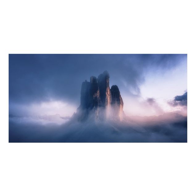 Glass Splashback - Three Peaks In Blue Light - Landscape 1:2