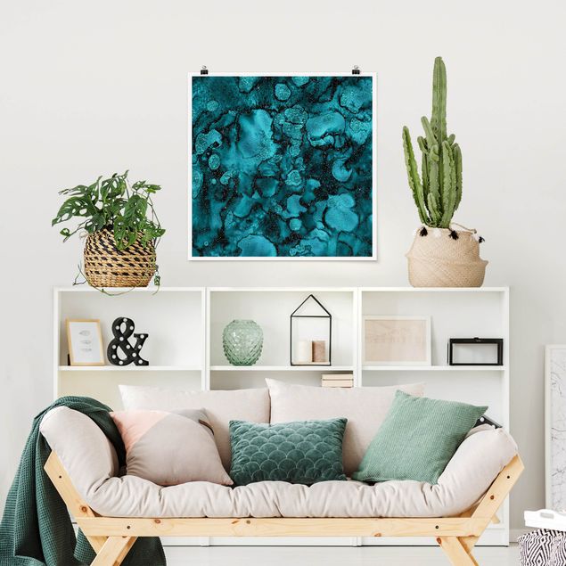Art prints Turquoise Drop With Glitter