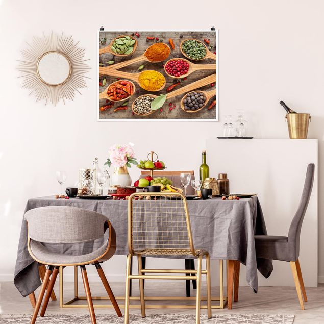 Contemporary art prints Spices On Wooden Spoon