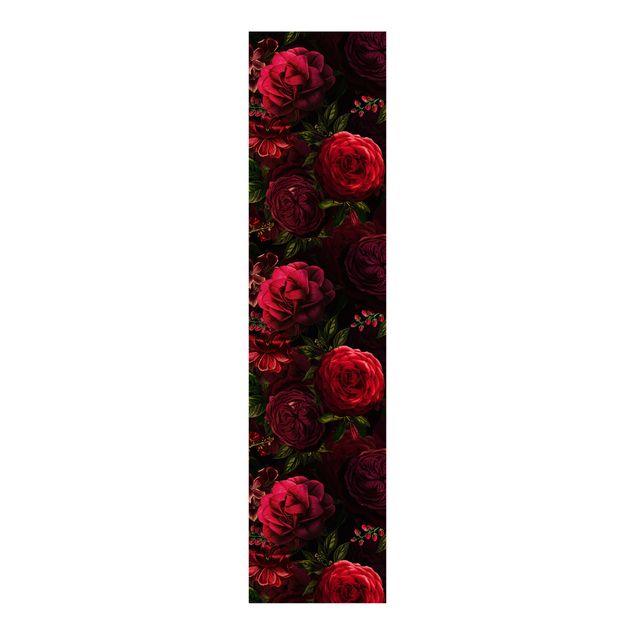 Sliding panel curtains flower Red Roses In Front Of Black