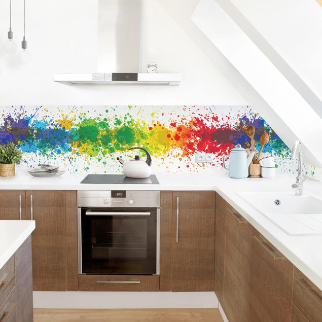 Kitchen splashback patterns Rainbow Splatter