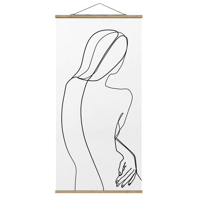 Abstract canvas wall art Line Art Back Woman Black And White