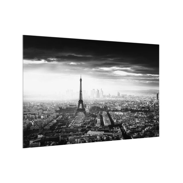 Glass splashback The Eiffel Tower From Above In Black And White