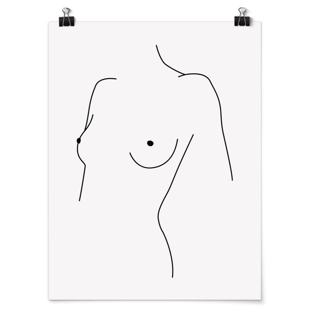Art posters Line Art Nude Bust Woman Black And White