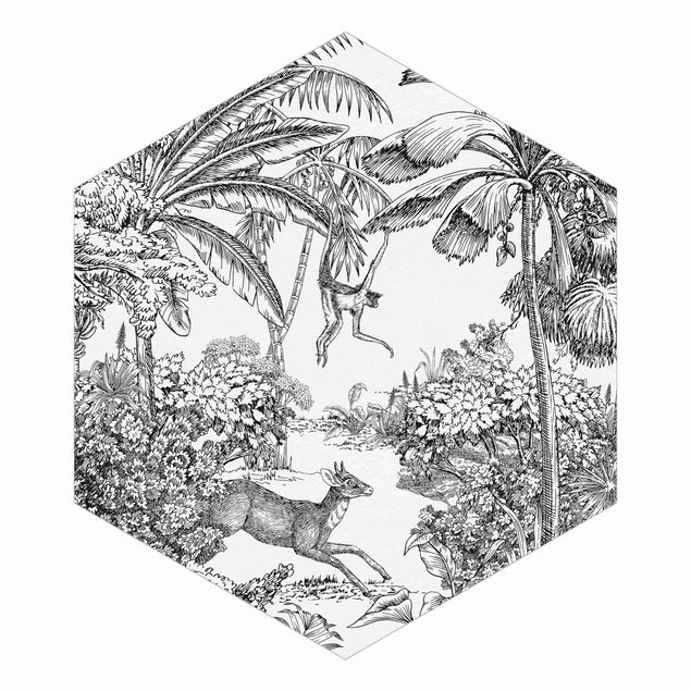 Adhesive wallpaper Detailed Drawing Of Jungle