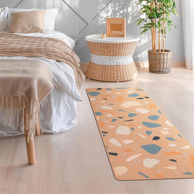 teal area rug Detailed Terrazzo Pattern Asti