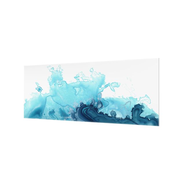 Glass splashbacks Wave Watercolor Blue I