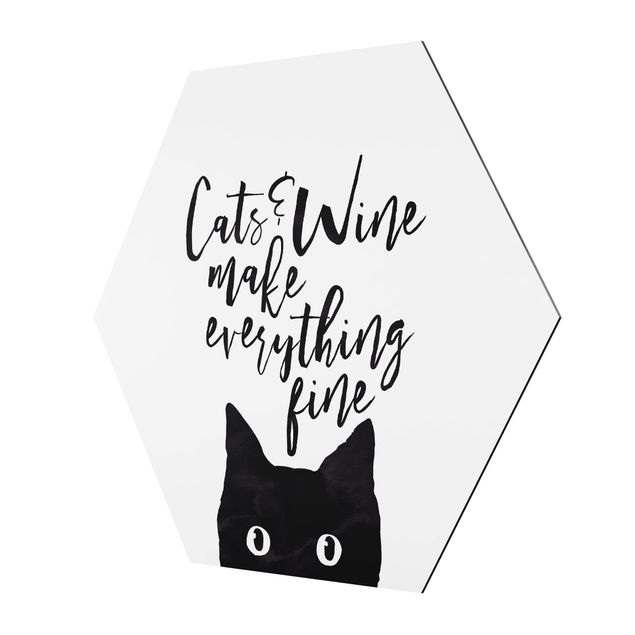 Prints black and white Cats And Wine make Everything Fine
