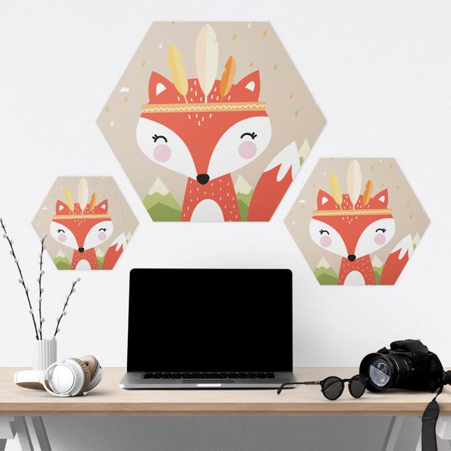 Hexagonal prints Indian Fox