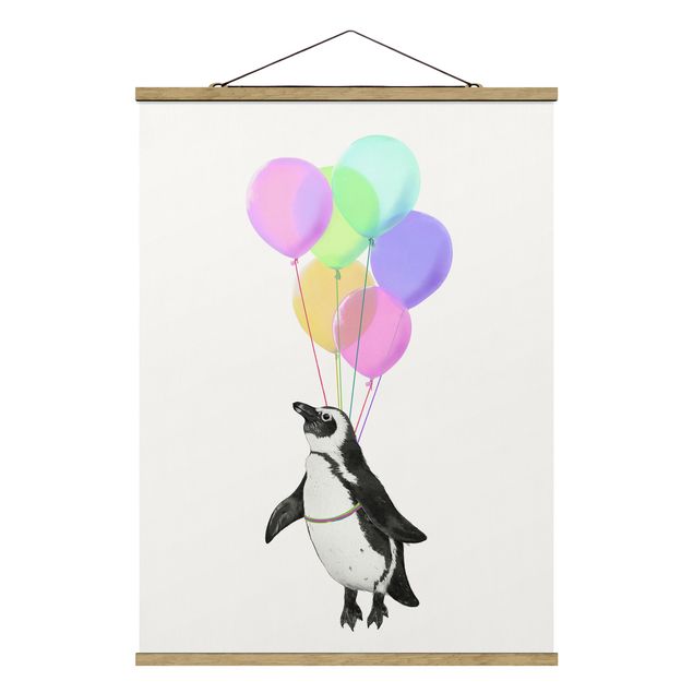 Contemporary art prints Illustration Penguin Pastel Balloons