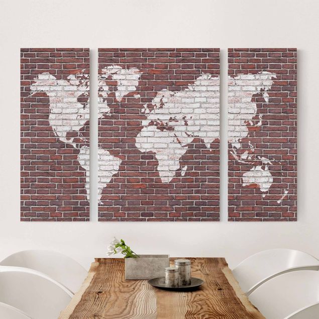 Canvas stone Brick World Map