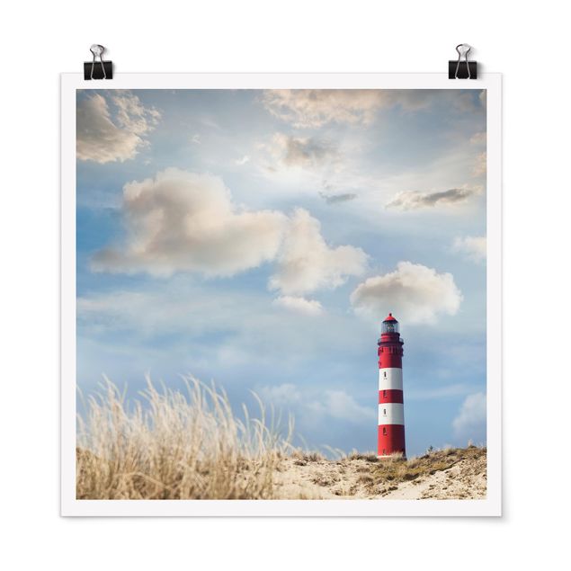 Beach prints Lighthouse Between Dunes