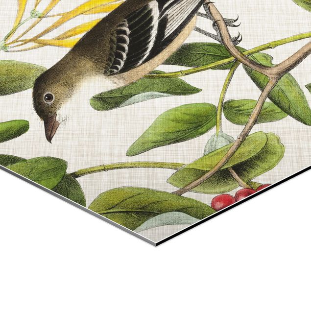 Prints Bird On Linen Yellow II