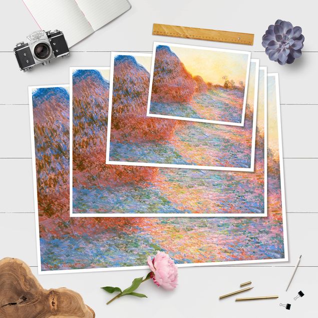 Prints multicoloured Claude Monet - Haystack In Sunlight