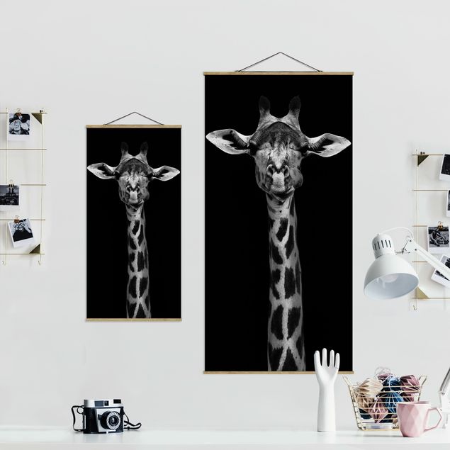 Black and white wall art Dark Giraffe Portrait