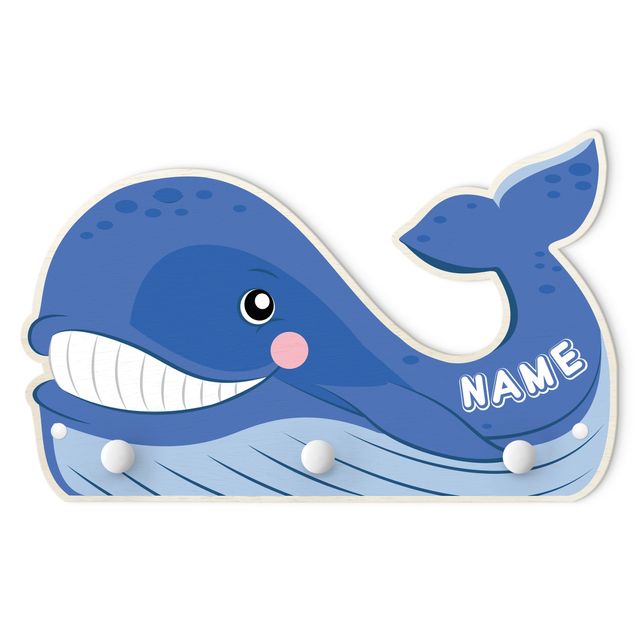 Blue coat rack Chubby Whale With Customised Name