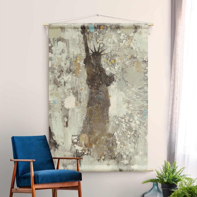 modern wall tapestry The Statue Of Liberty In Warm Colours
