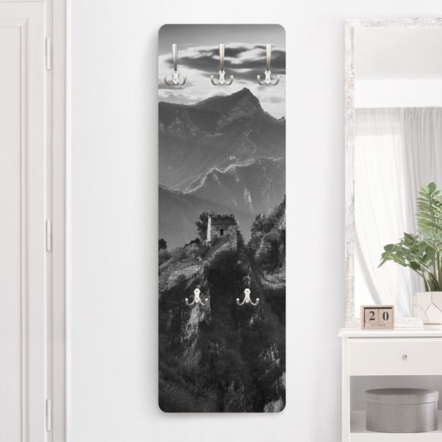 Wall mounted coat rack black and white The Great Chinese Wall II