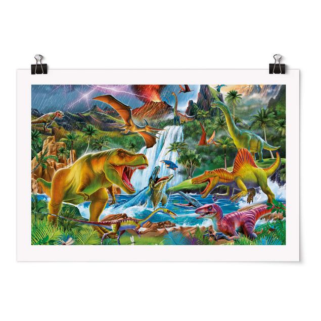 Posters animals Dinosaurs In A Prehistoric Storm