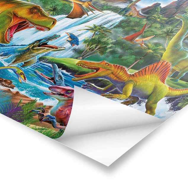 Prints Dinosaurs In A Prehistoric Storm