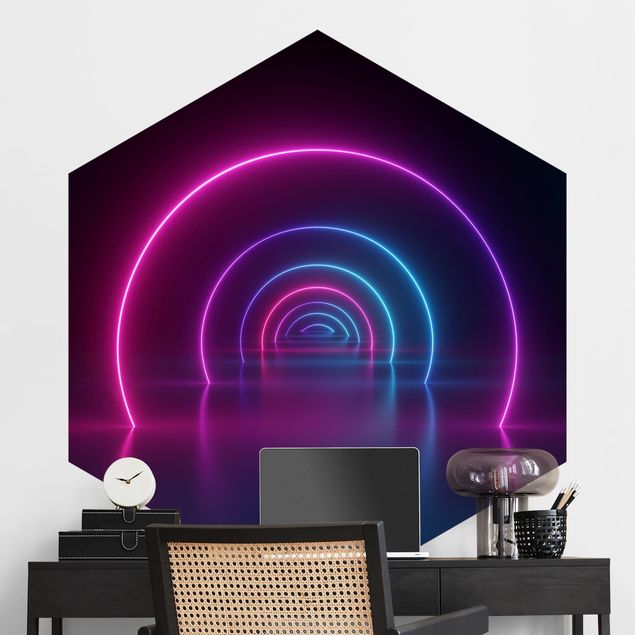 Contemporary wallpaper Three-Dimensional Neon Arches