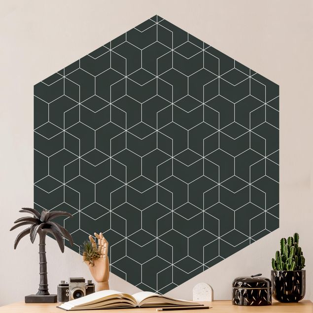 Wallpapers geometric Three-Dimensional Cube Pattern