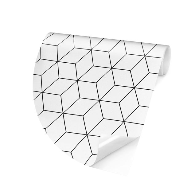 Wallpapers black and white Three-Dimensional Cubes And Star Pattern