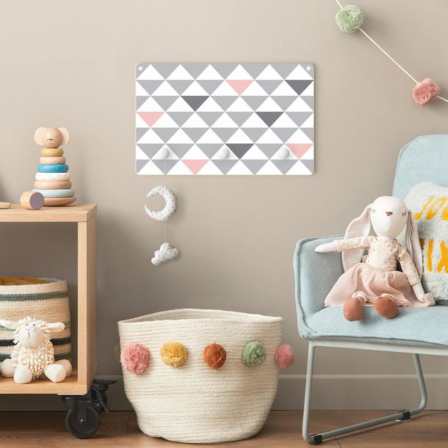 Coat rack patterns Triangles Grey White Pink