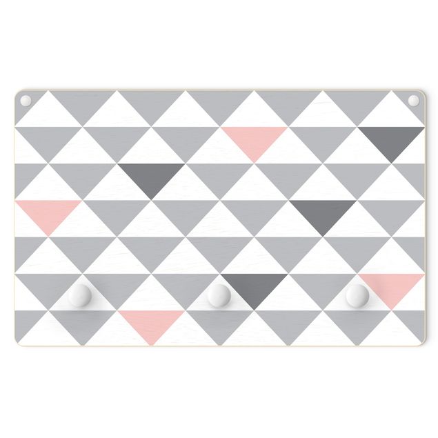 Wall coat hanger Triangles Grey White Pink