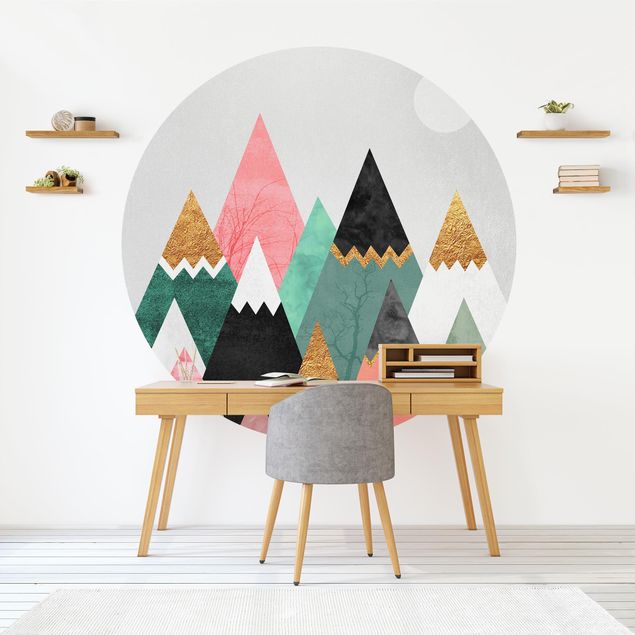 Nursery decoration Triangular Mountains With Gold Tips