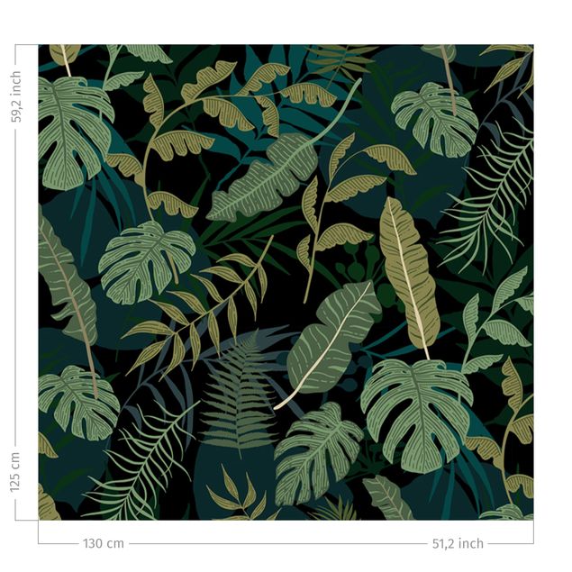 contemporary curtains Jungle Leaves On Black