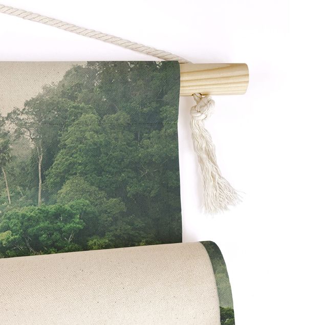 modern wall tapestry Jungle In The Fog