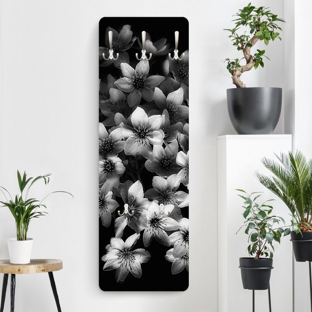 Wall mounted coat rack flower Dark Clematis Bunch