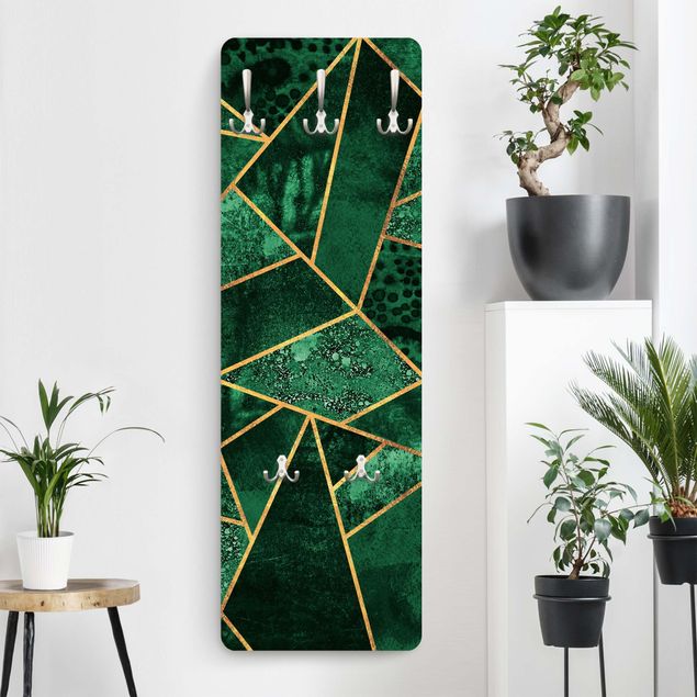 Wall mounted coat rack patterns Dark Emerald With Gold