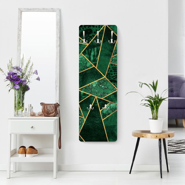 Wall mounted coat rack green Dark Emerald With Gold