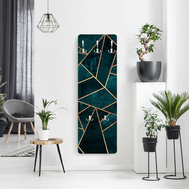 Wall coat hanger Dark Turquoise With Gold