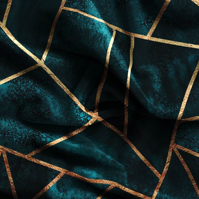 patterned drapes Dark Turquoise With Gold