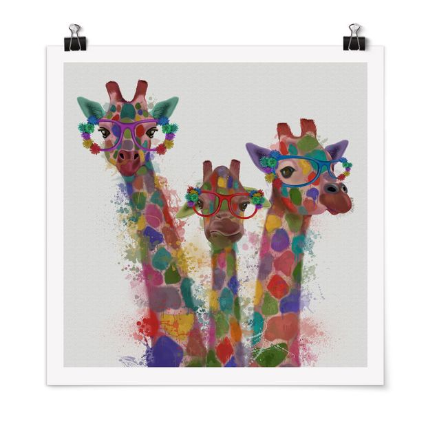 Animal canvas Rainbow Splash Giraffe Trio