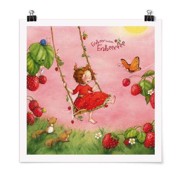 Modern art prints Little Strawberry Strawberry Fairy - Tree Swing