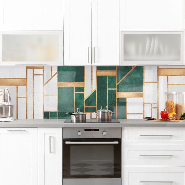 Kitchen splashback patterns Emerald And gold Geometry