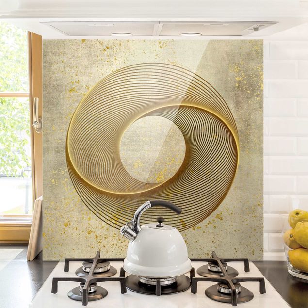 Kitchen Line Art Circling Spirale Gold