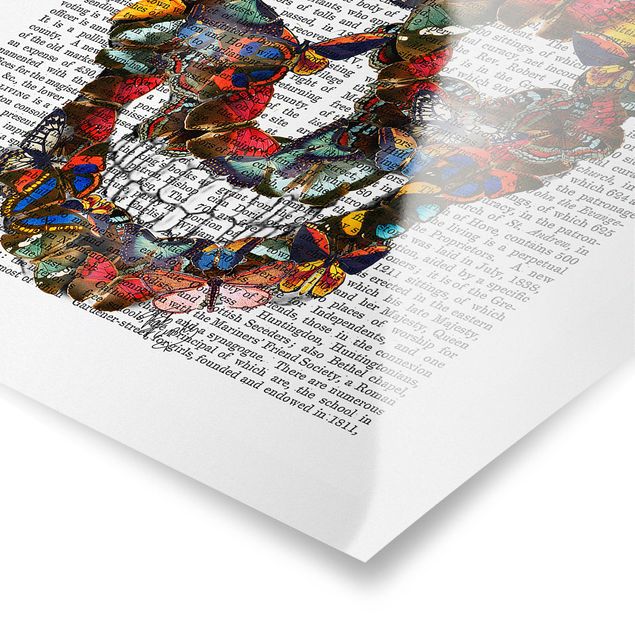 Prints multicoloured Scary Reading - Butterfly Skull