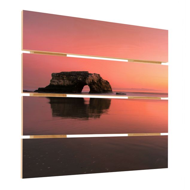 Wood photo prints Natural Bridge In The Sunset