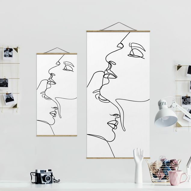 Black and white wall art Line Art Gentle Faces Black And White