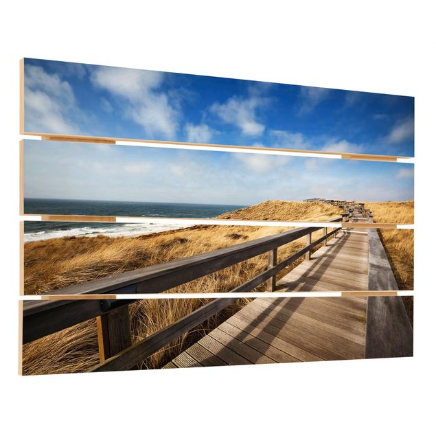 Print on wood - Stroll At The North Sea