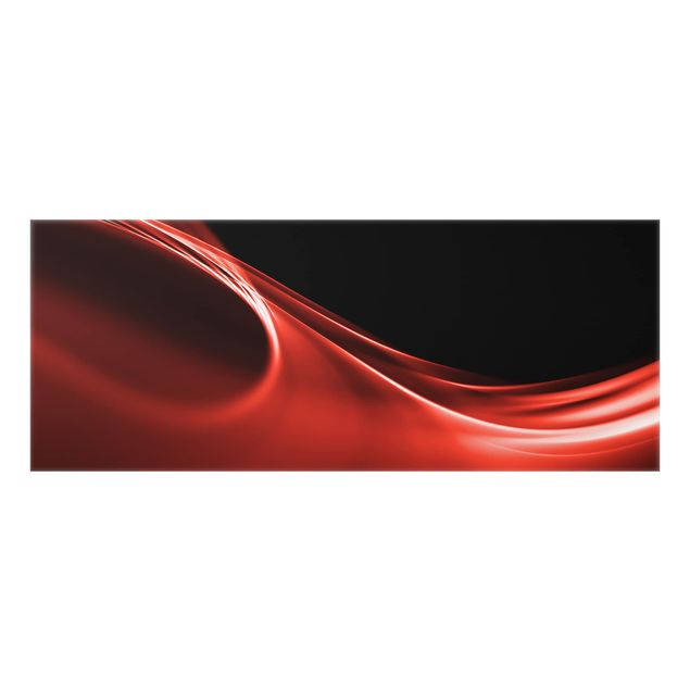 Glass Splashback - Red Wave - Panoramic